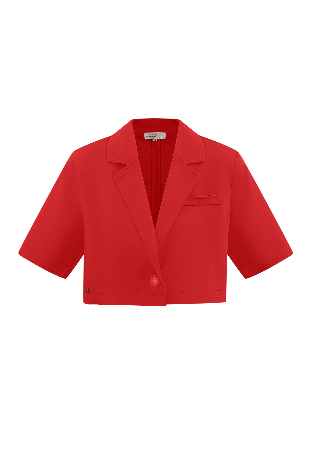 Pastellfarbener, kurz geschnittener Basic-Blazer – Rot