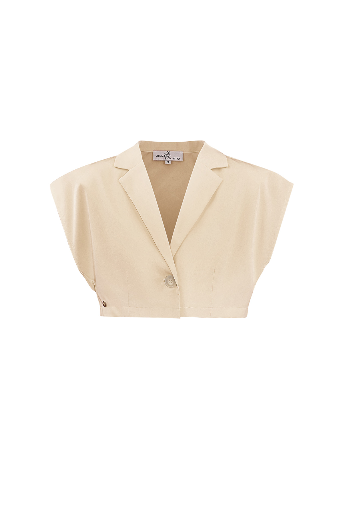 Cropped top with button - beige h5 