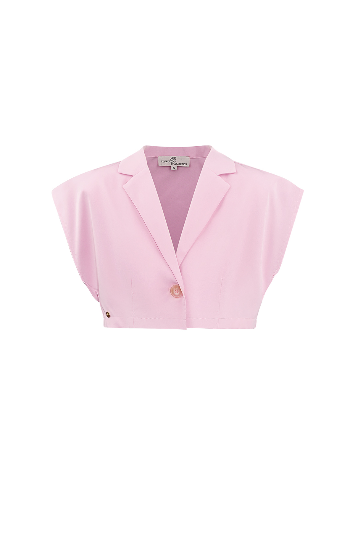 Cropped top with button - pink