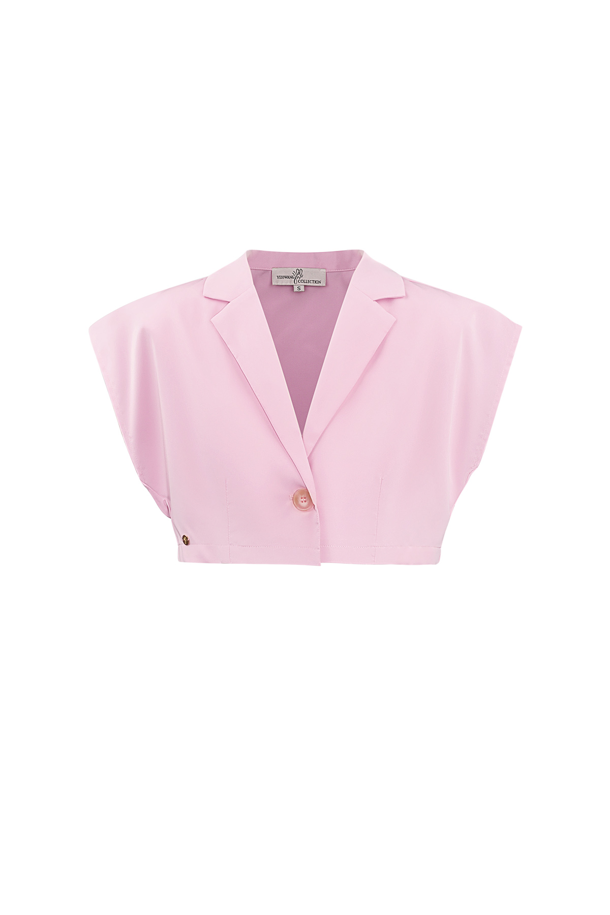 Cropped top with button - pink 2