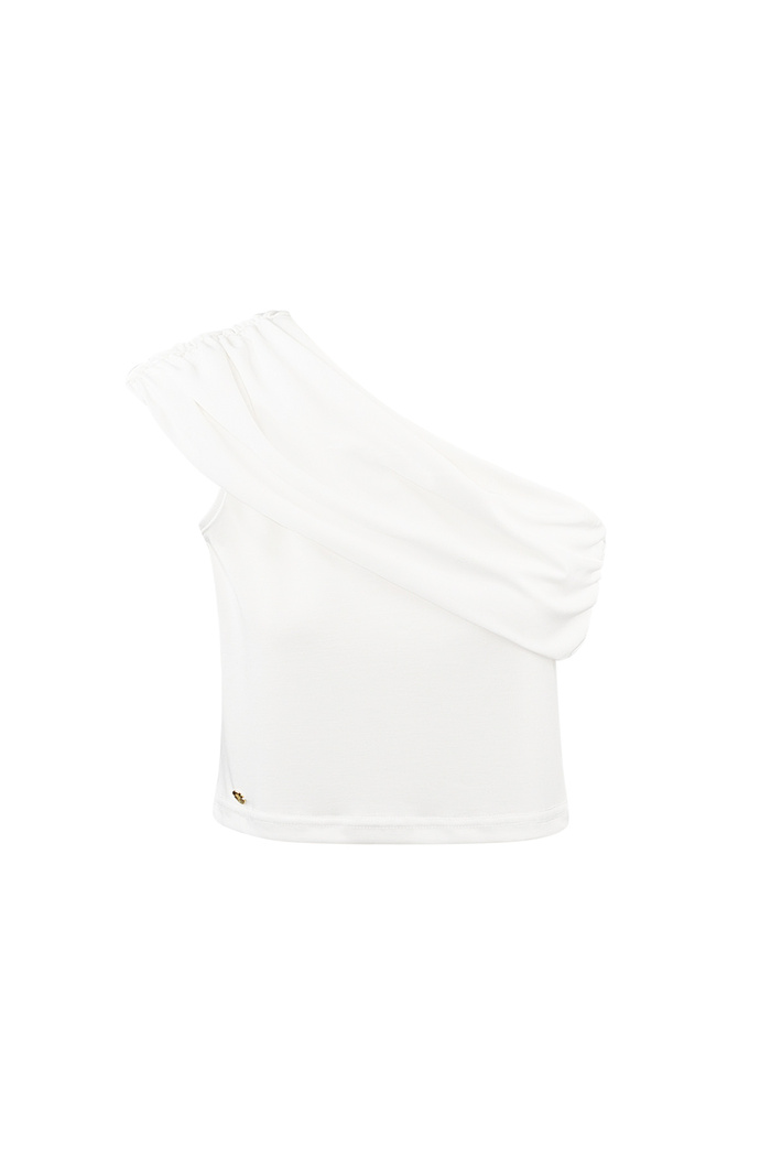 One shoulder classic top - wit 