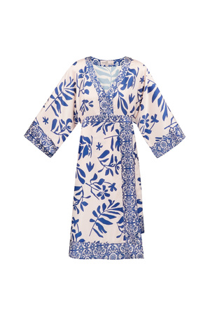 Midi-jurk met fleurige print - blauw h5 