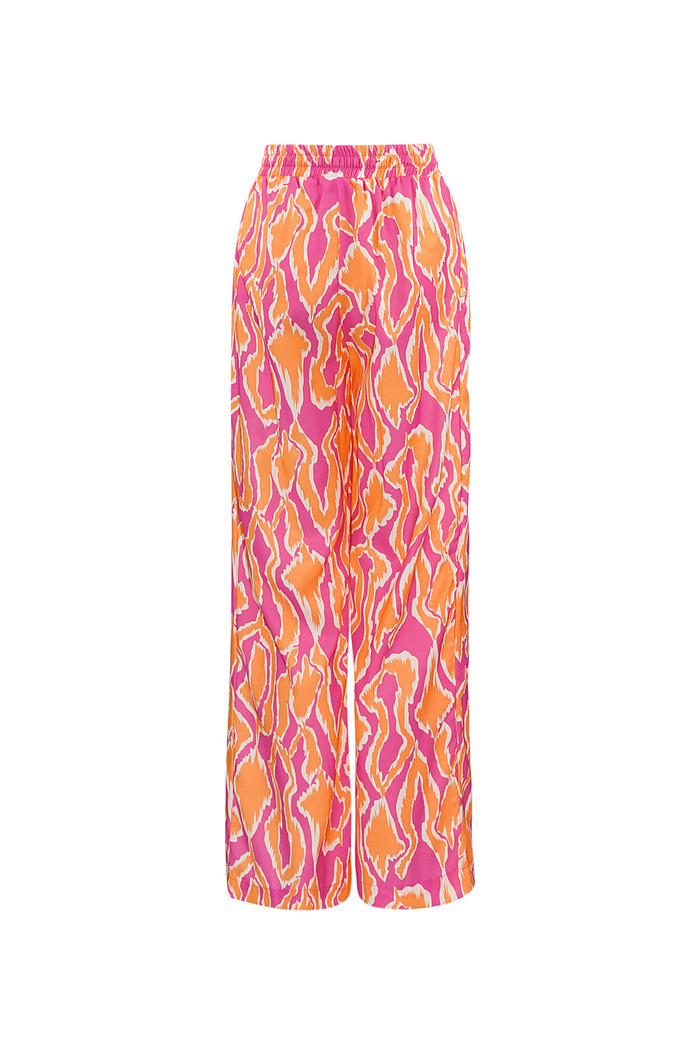 Kleurrijke broek met print - oranje/roze  Afbeelding7