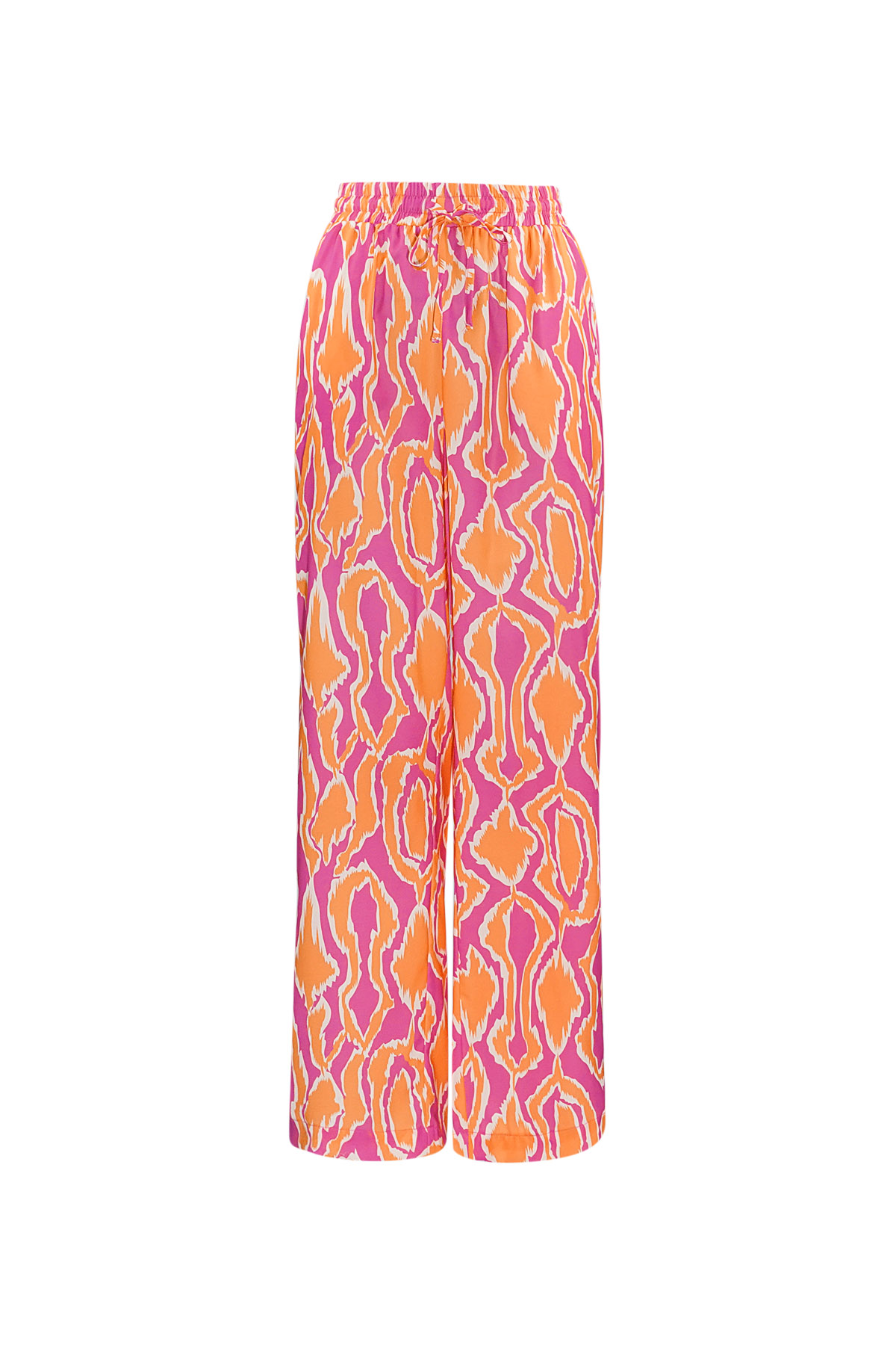 Kleurrijke broek met print - oranje/roze 