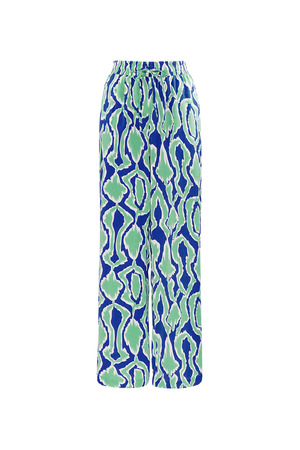 Kleurrijke broek met print - blauw/groen  h5 