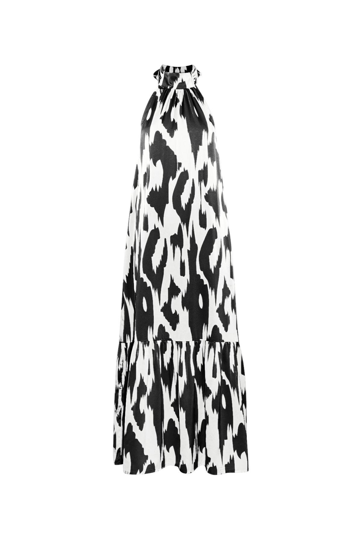 Neckholder-Kleid mit Aufdruck – Schwarz/Weiß