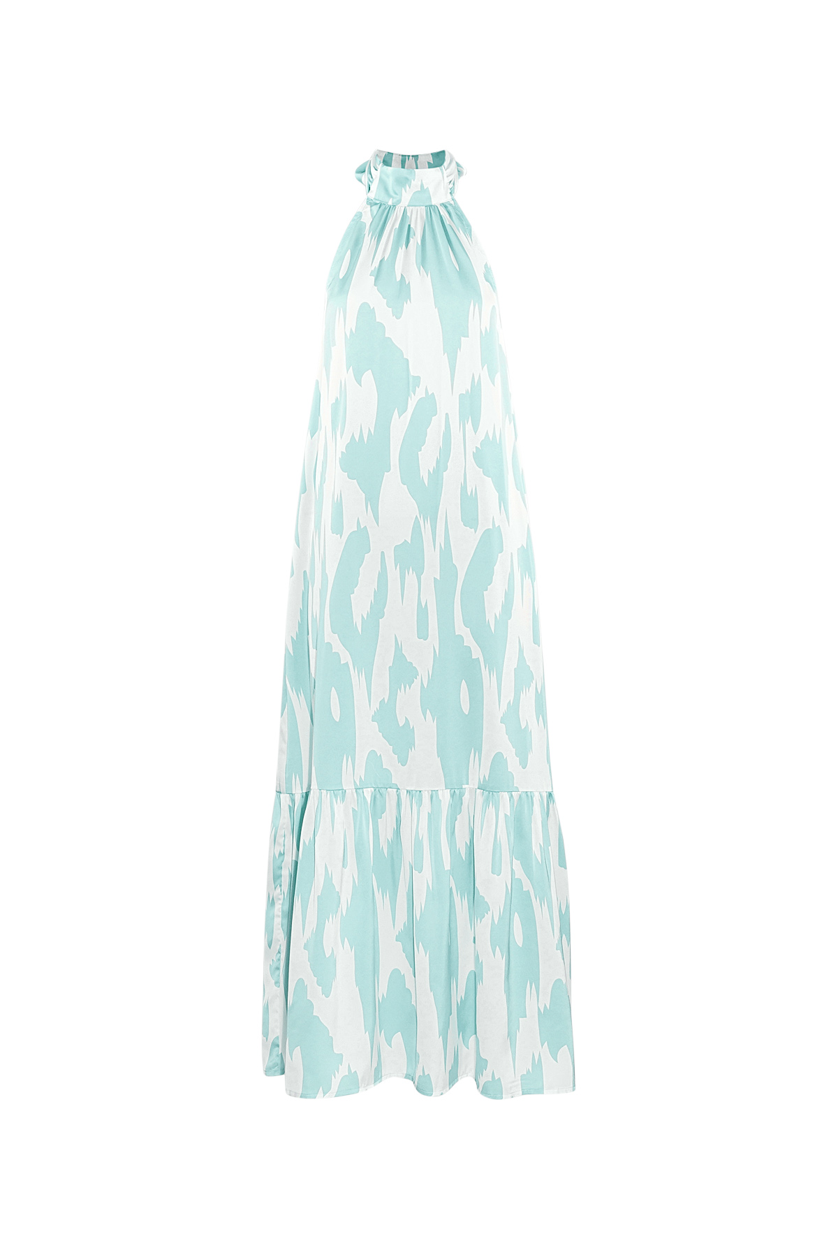 Halter dress with print - light blue 