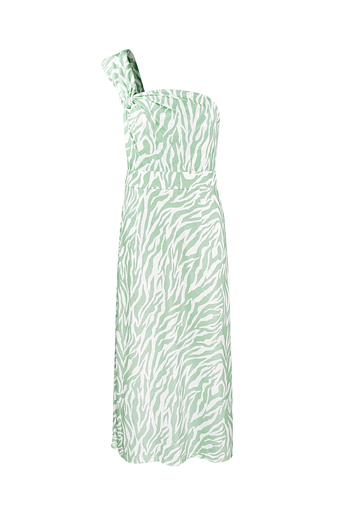 One shoulder zebra dress - green h5 