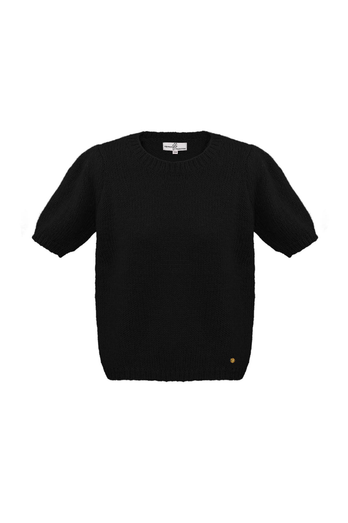 Basic shirt met pofmouwen - zwart