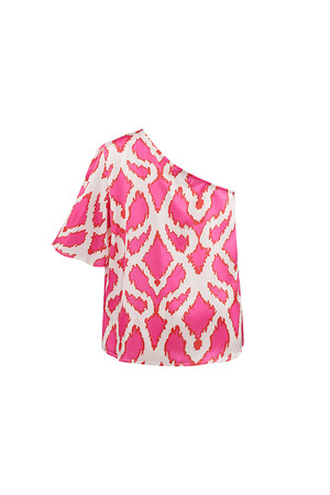 One-shoulder top tropical bliss - fuchsia h5 Afbeelding7