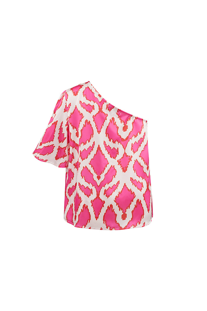 One-shoulder top tropical bliss - fuchsia Afbeelding7
