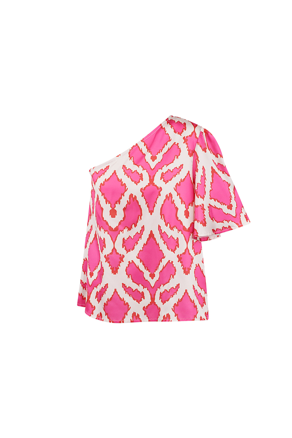 One-shoulder top tropical bliss - fuchsia 2