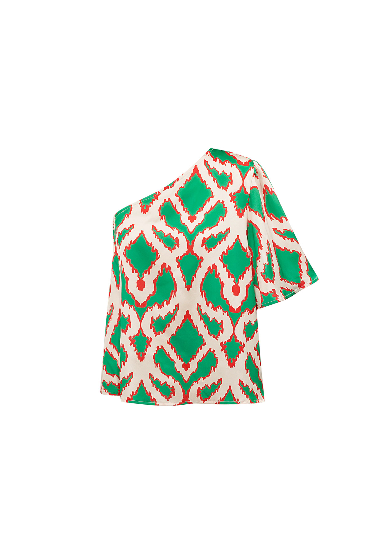 One-shoulder top tropical bliss - green
