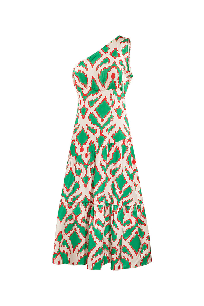 One-shoulder jurk tropical bliss - groen  