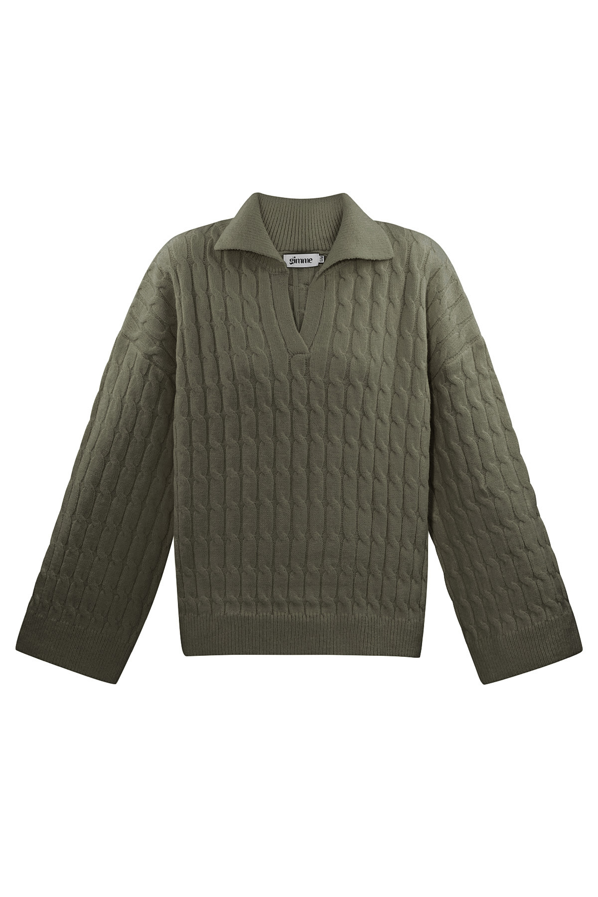 Comodo maglione lavorato a trecce - verde scuro h5 