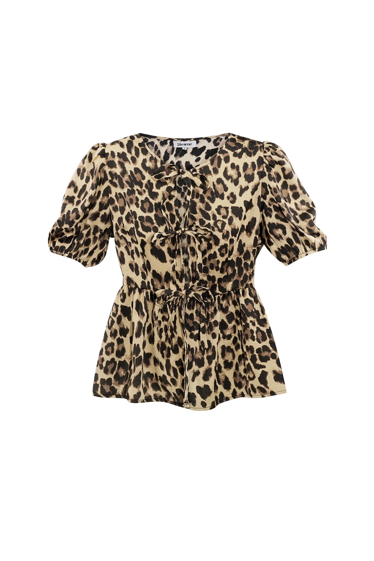 Blusa con peplum imprescindible estampado de leopardo - marrón h5 