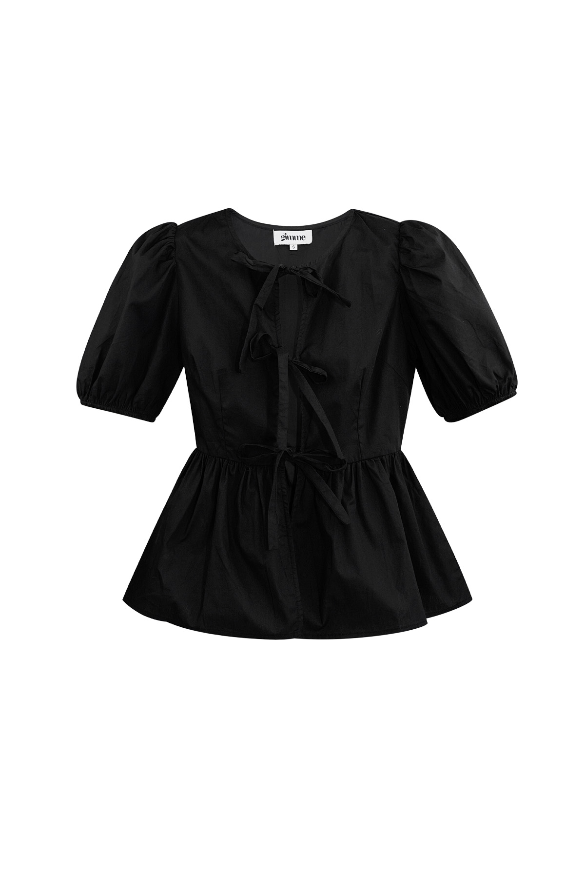 Must-have peplum blouse with bows - black