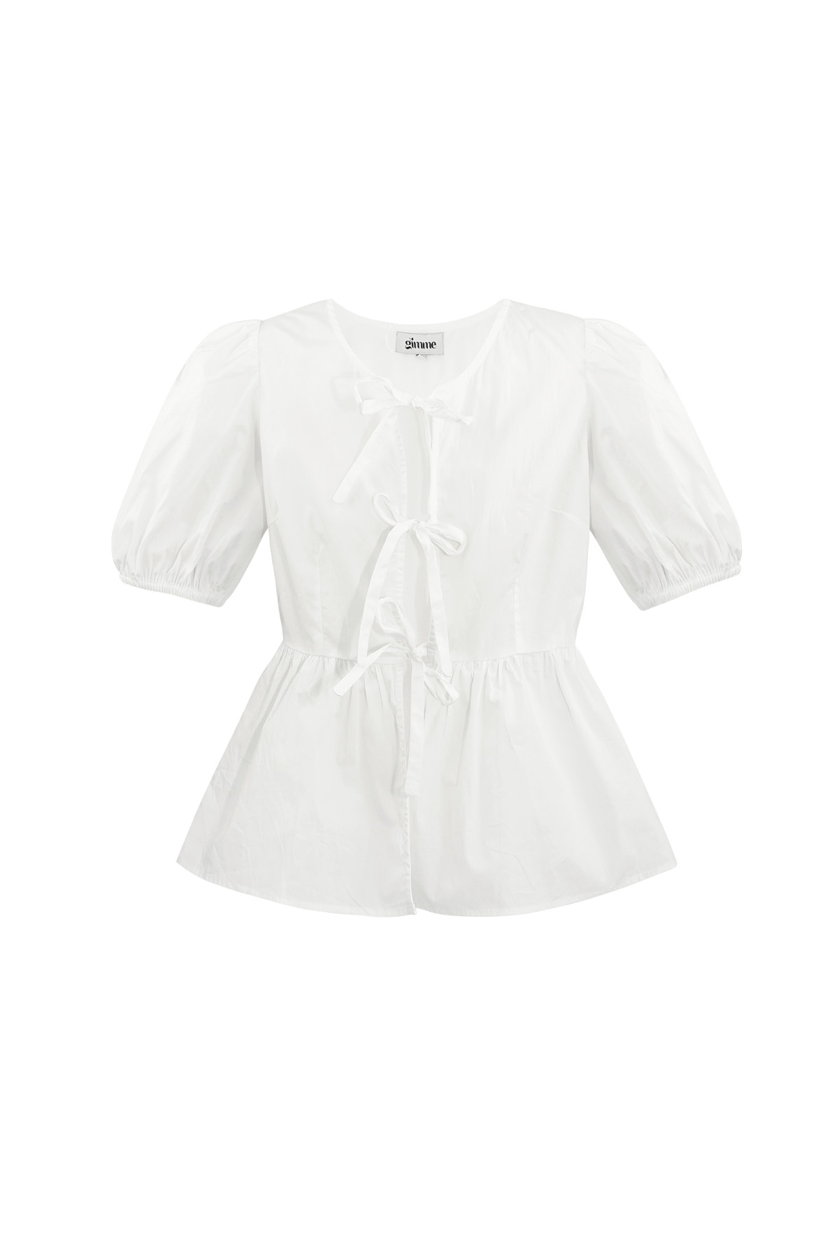 Must-have peplum blouse with bows - white