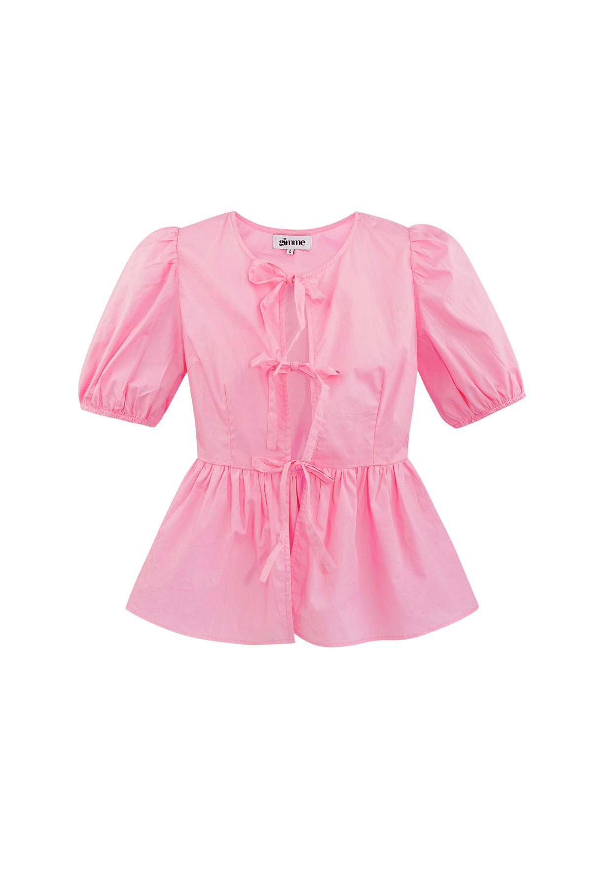 Must-have peplum blouse with bows - pink