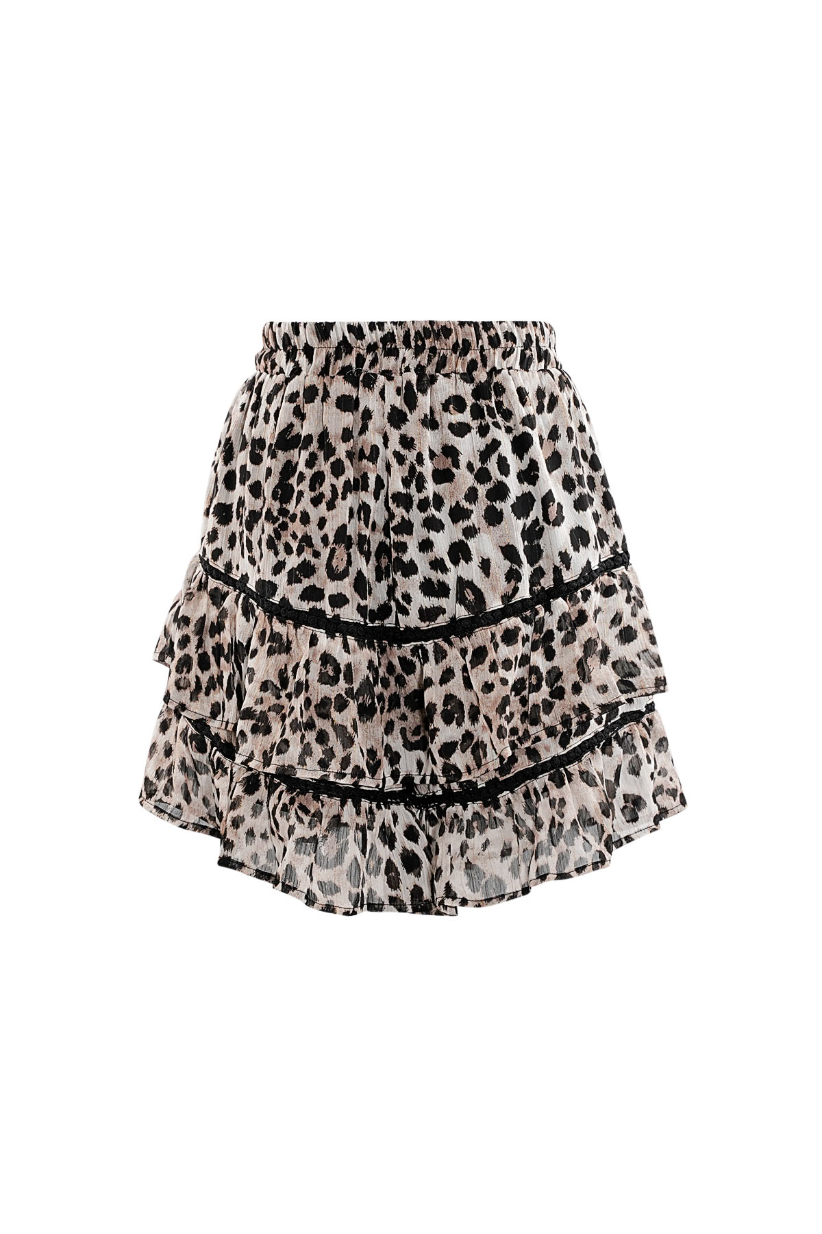 Falda a capas con estampado de leopardo - marrón