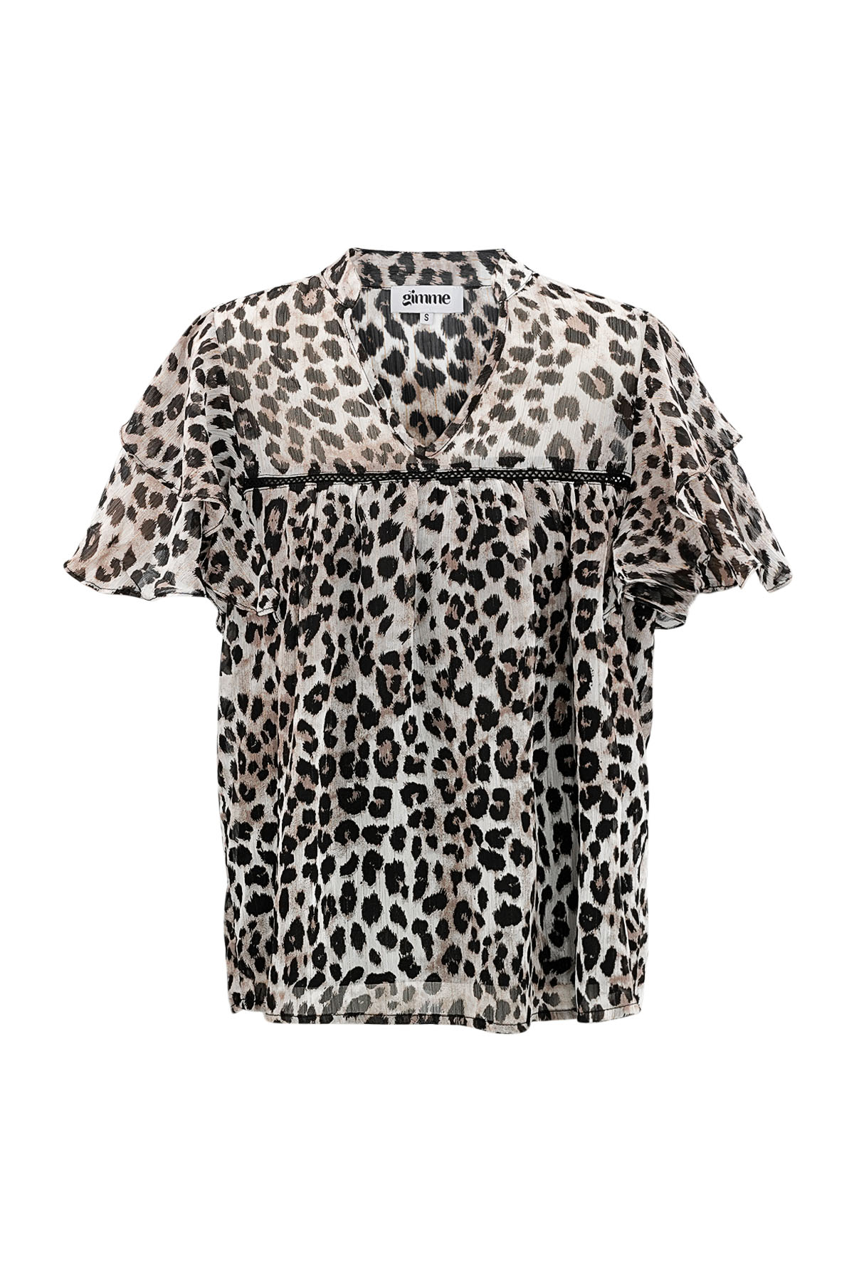 Leopard print top flare sleeves - brown
