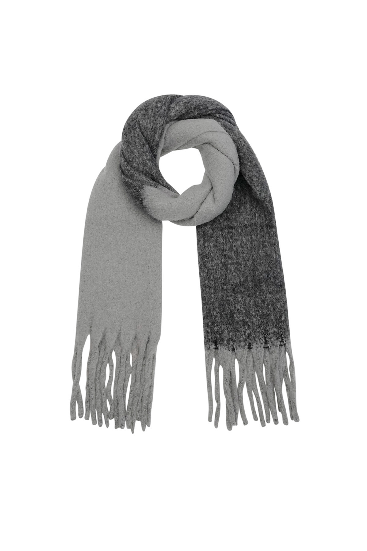 Bufanda de invierno de felpa polar - gris negro h5 