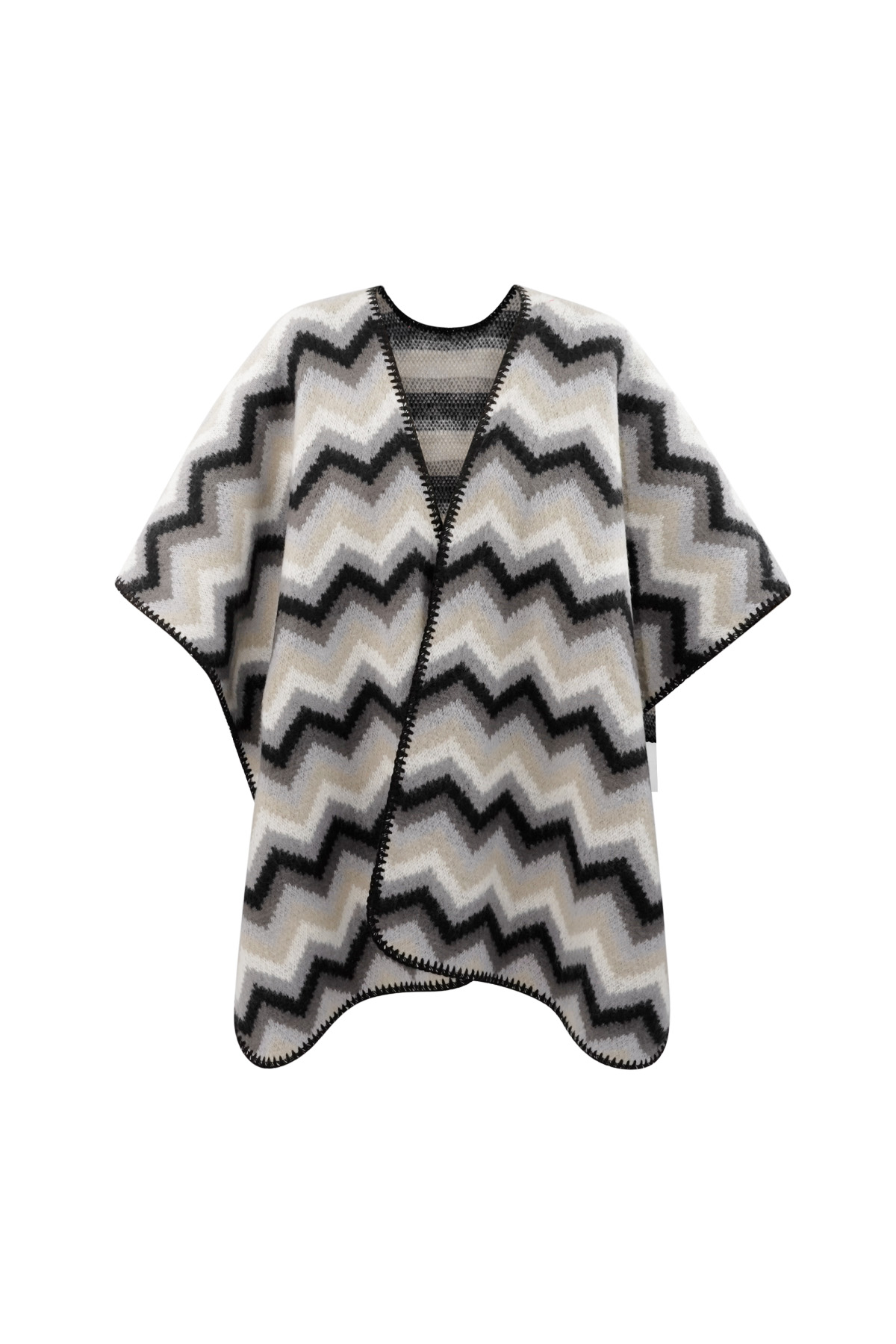 Winter poncho wrapped in warmth - black grey Picture5