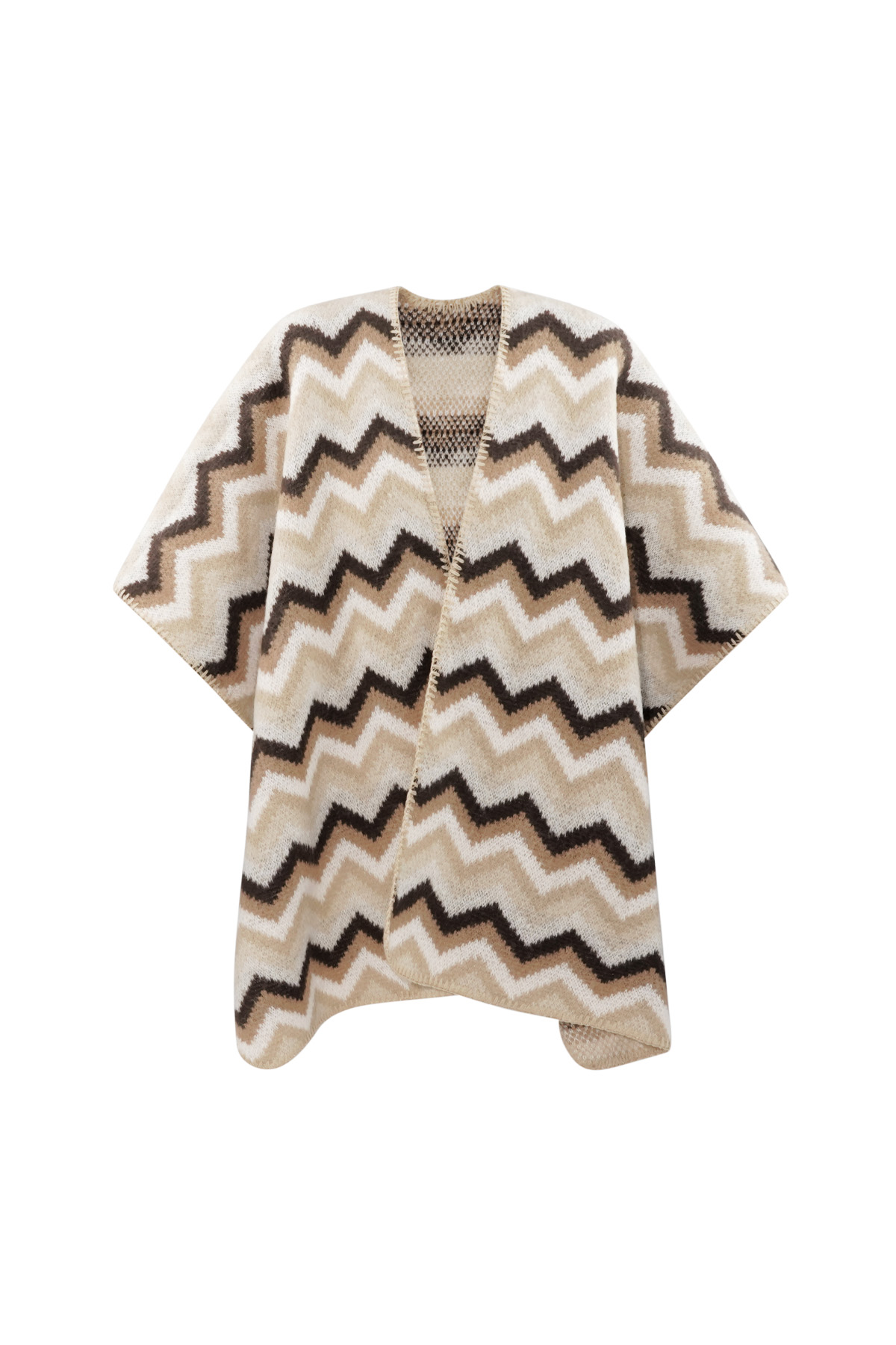 Poncho de invierno que envuelve el calor - beige negro h5 Imagen4