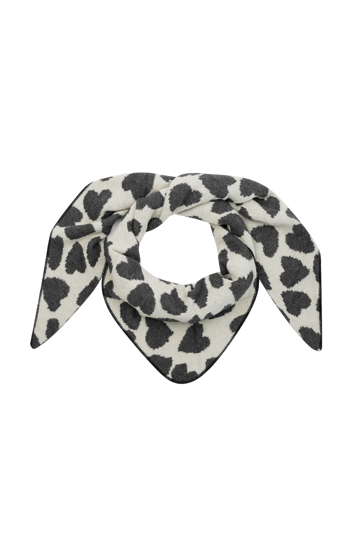 Winter scarf frosted heart - black and white h5 