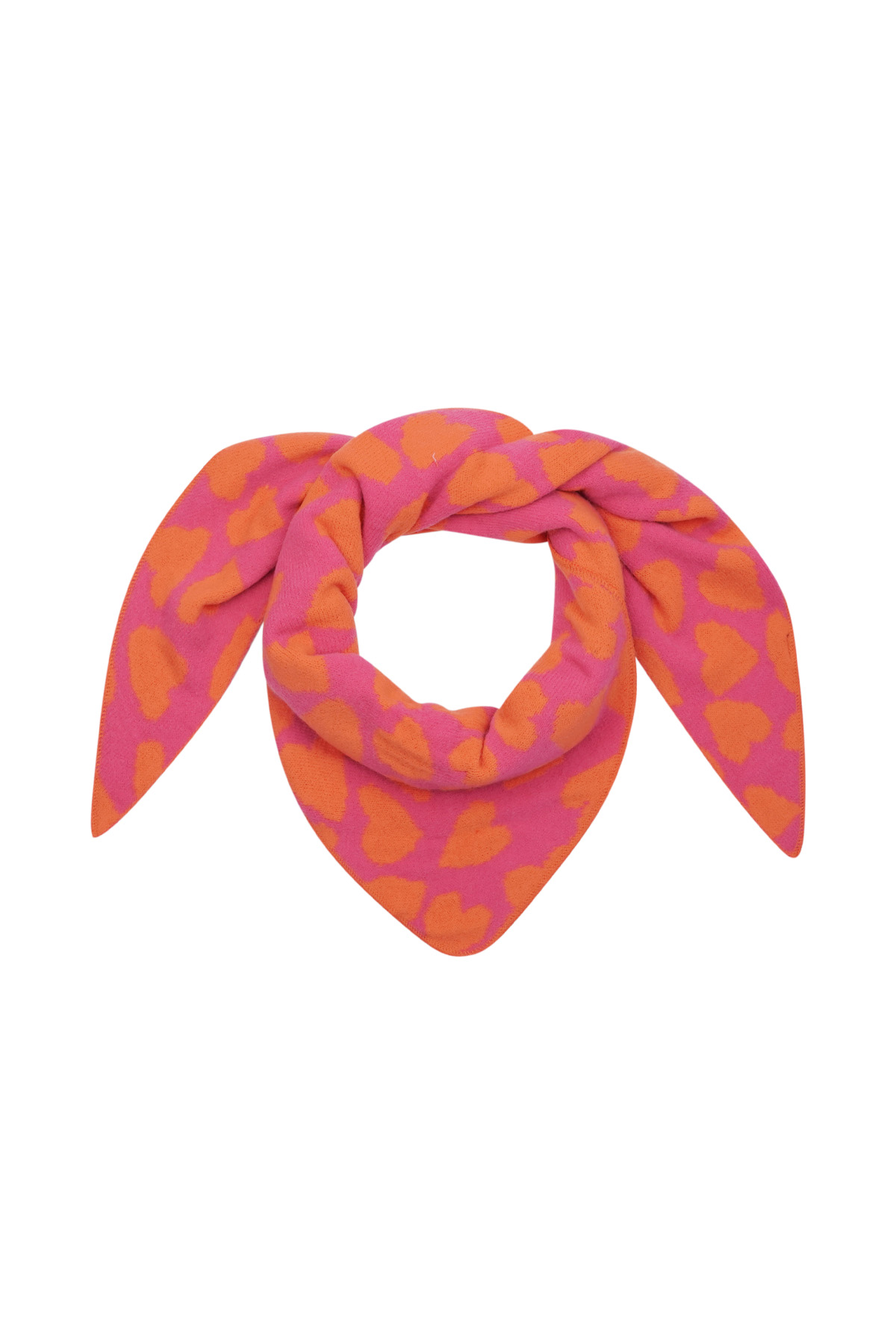 Wintersjaal frosted heart - oranje roze h5 