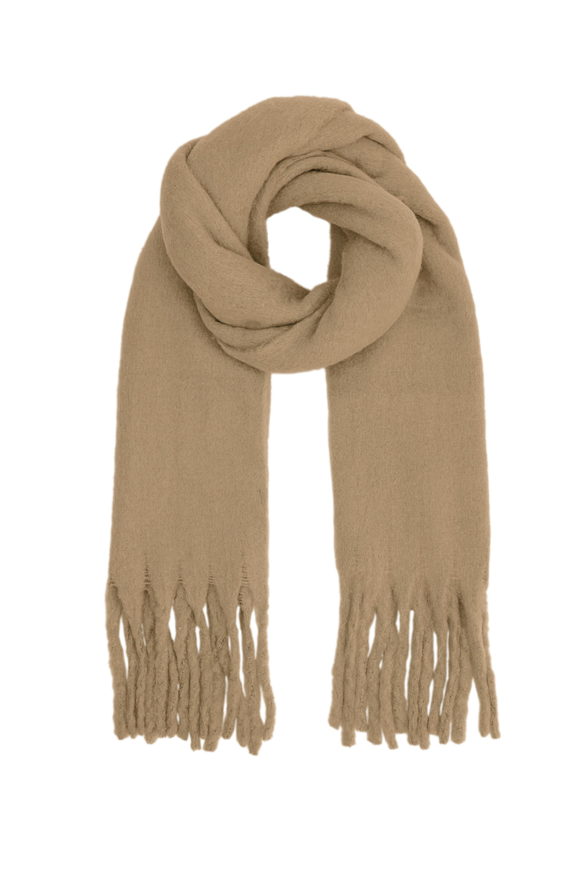 Colorful winter scarf - light brown 