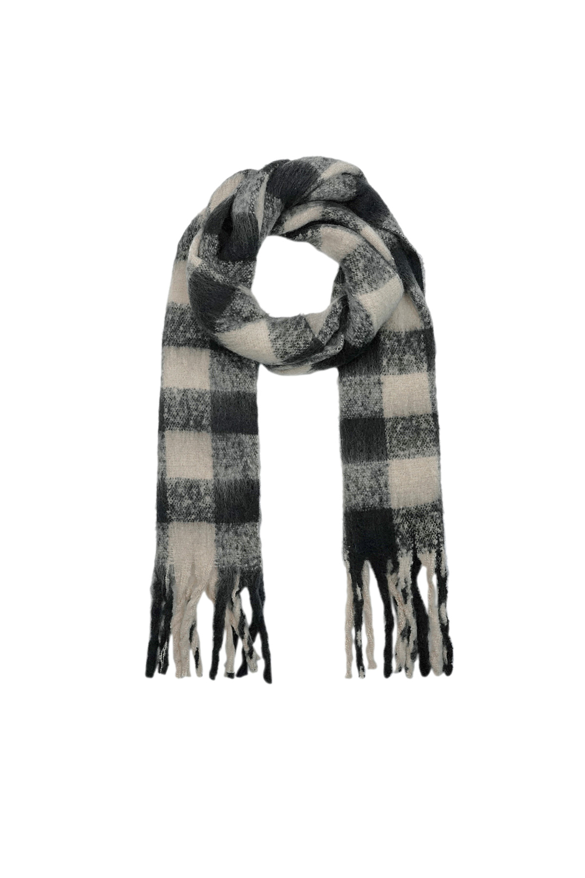 Winter scarf wonderful square - black beige h5 