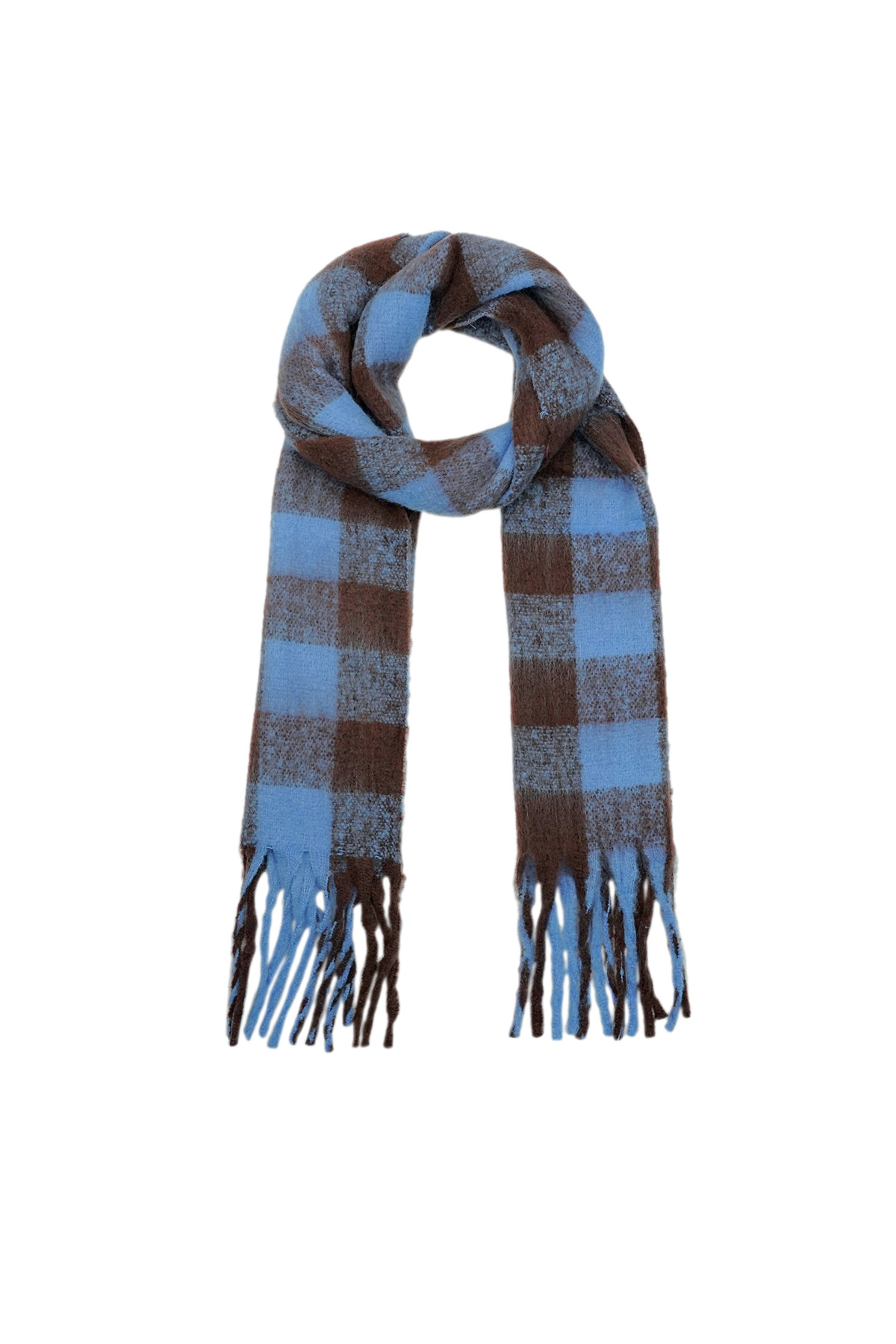 Winter scarf wonderful square - blue brown h5 