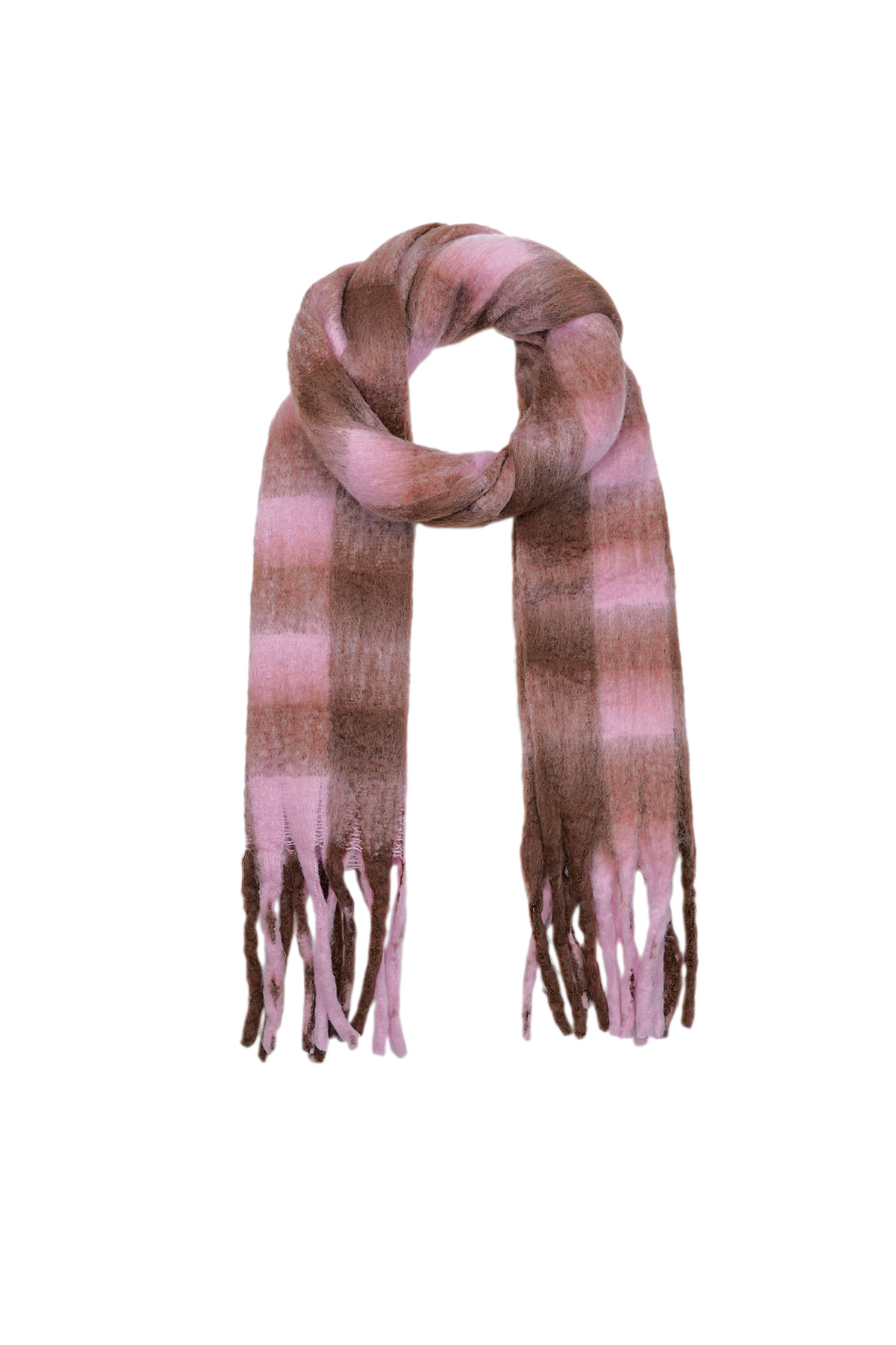 Wintersjaal wonderful square - bruin roze h5 