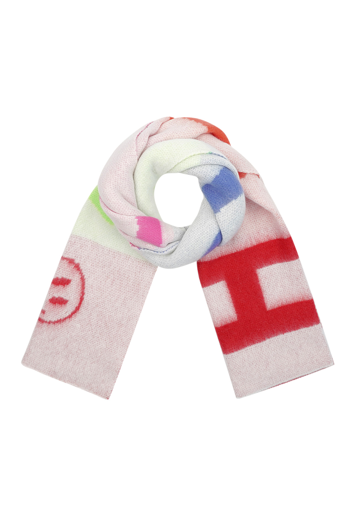 Joyful twist scarf - white multi h5 