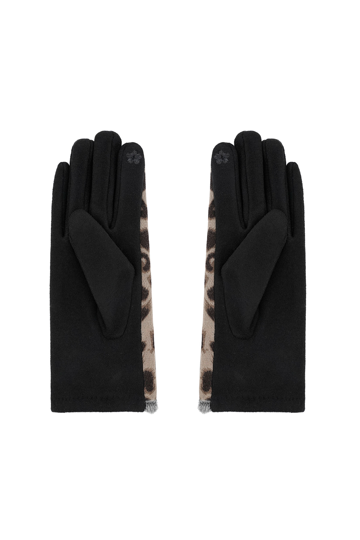 Guantes elegantes con estampado de leopardo: negro y beige h5 Imagen3