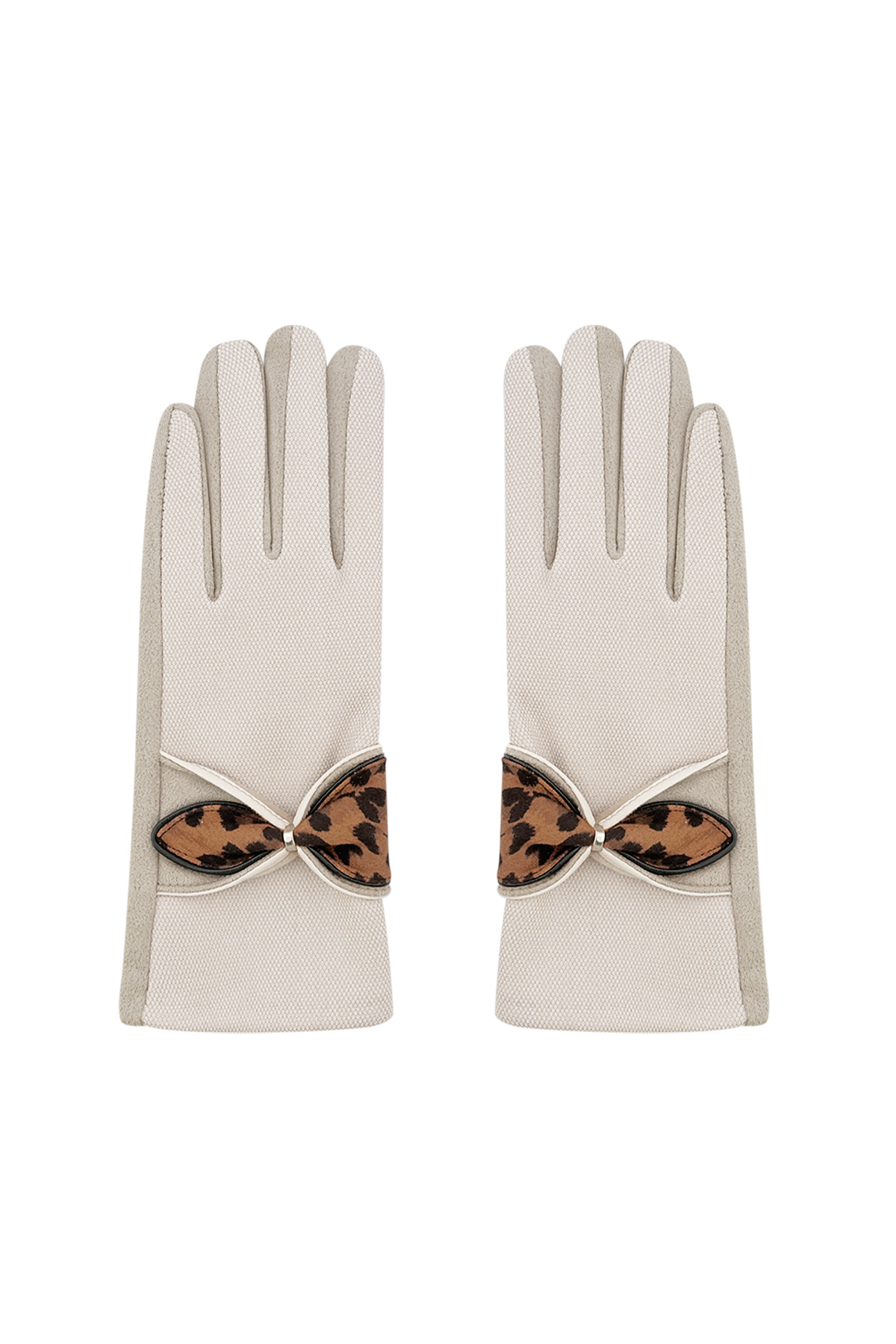 Gants détail panthère - beige h5 