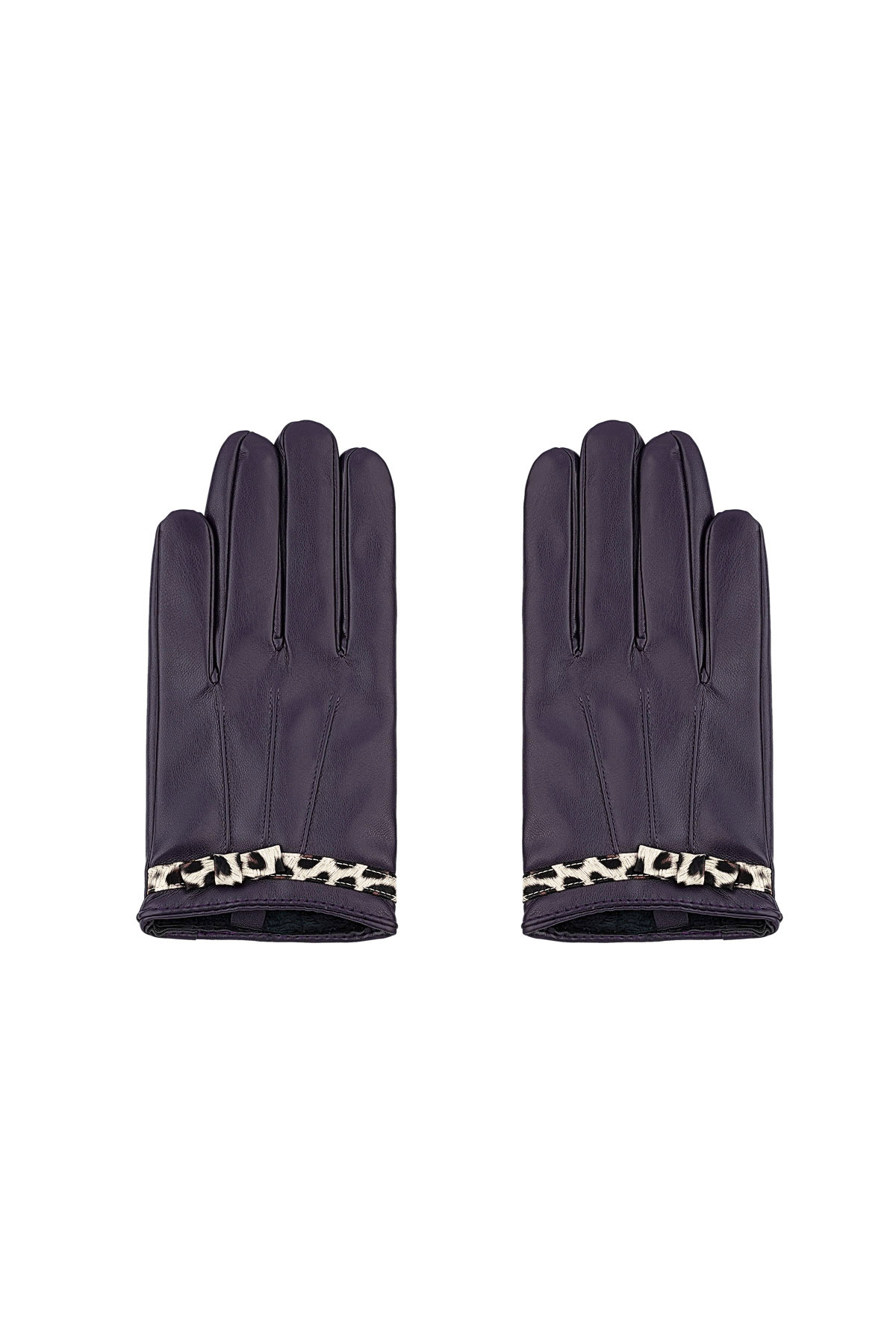 Guantes acogedores de leopardo - morado h5 