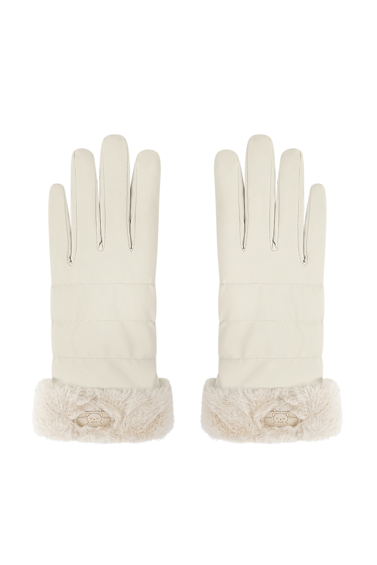 Fuzzy gloves - beige h5 