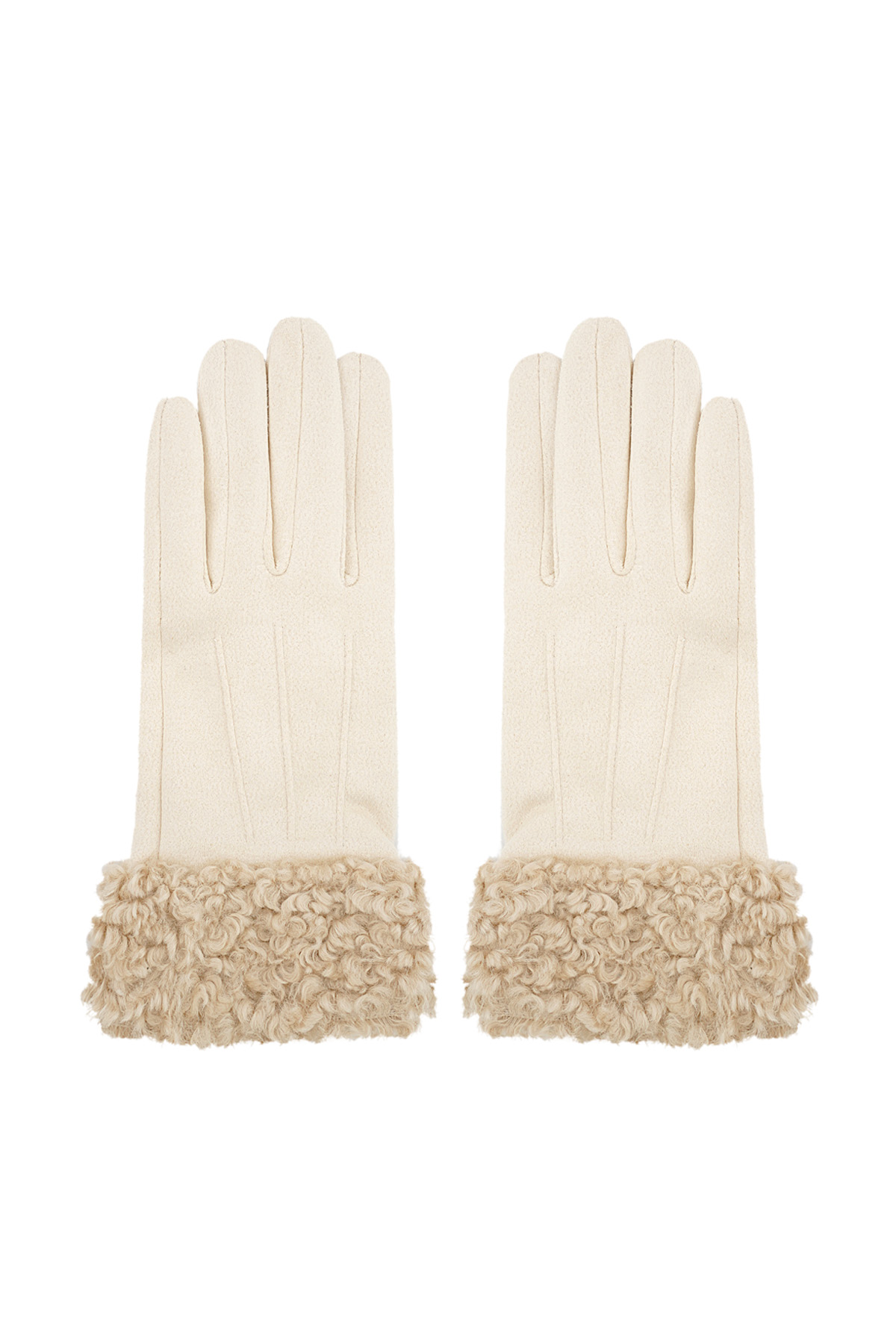 Fuzzy gloves - beige h5 