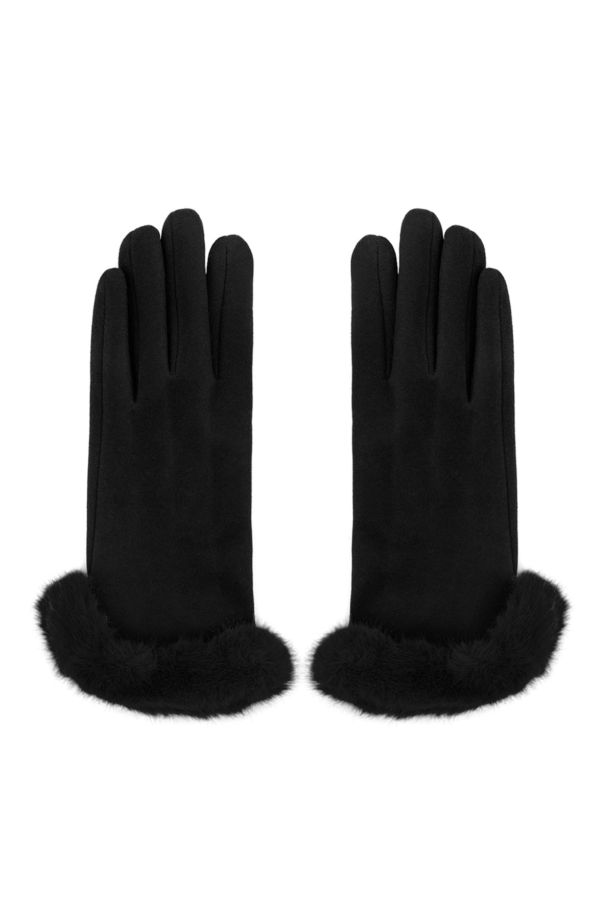 Fluffy elegance glove - black