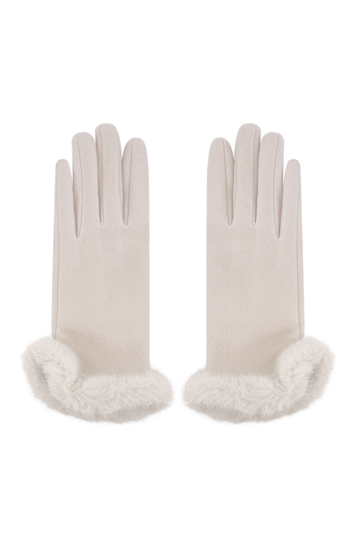 Fluffy elegance glove - beige h5 