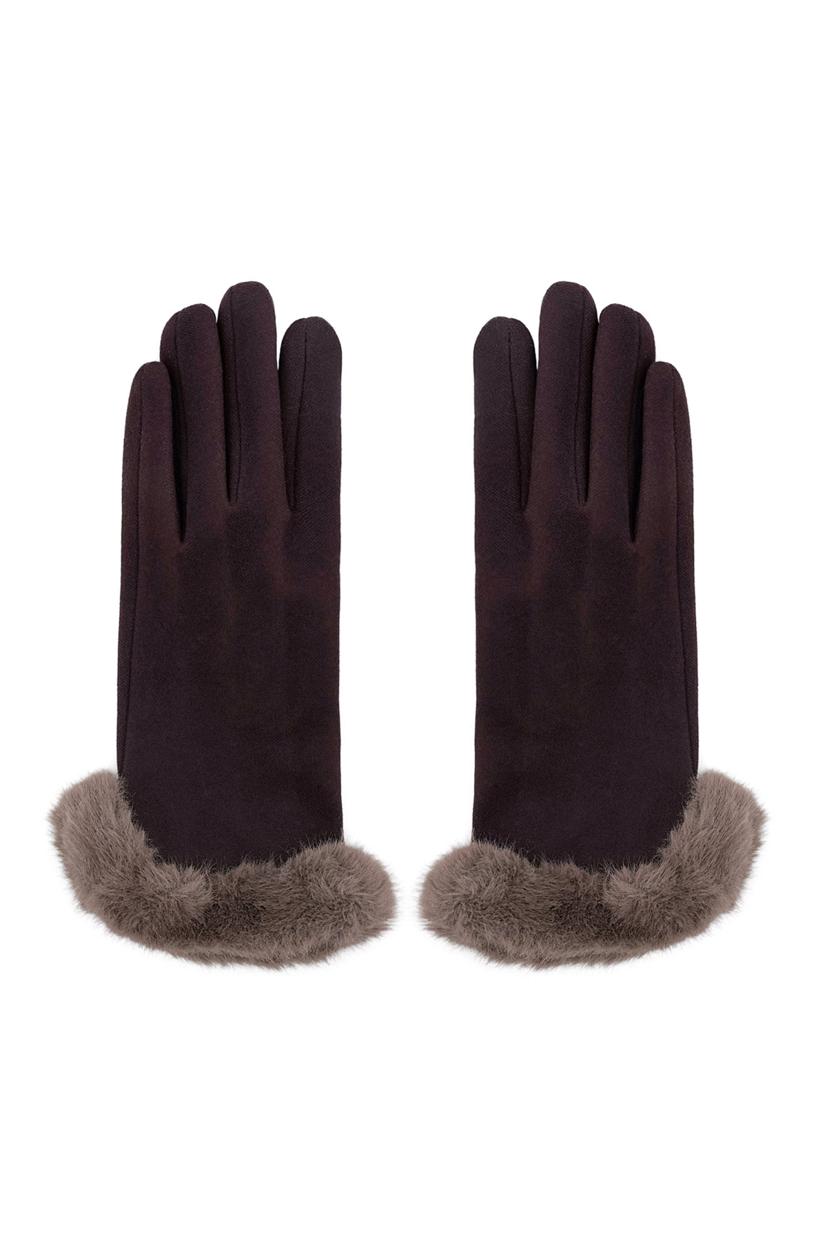 Fluffy elegance glove - brown h5 