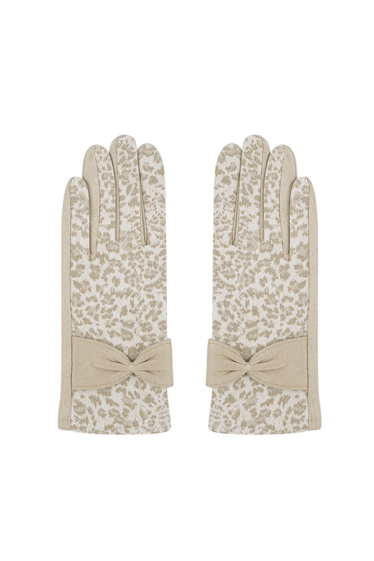 Guantes elegantes con estampado de leopardo en color beige h5 