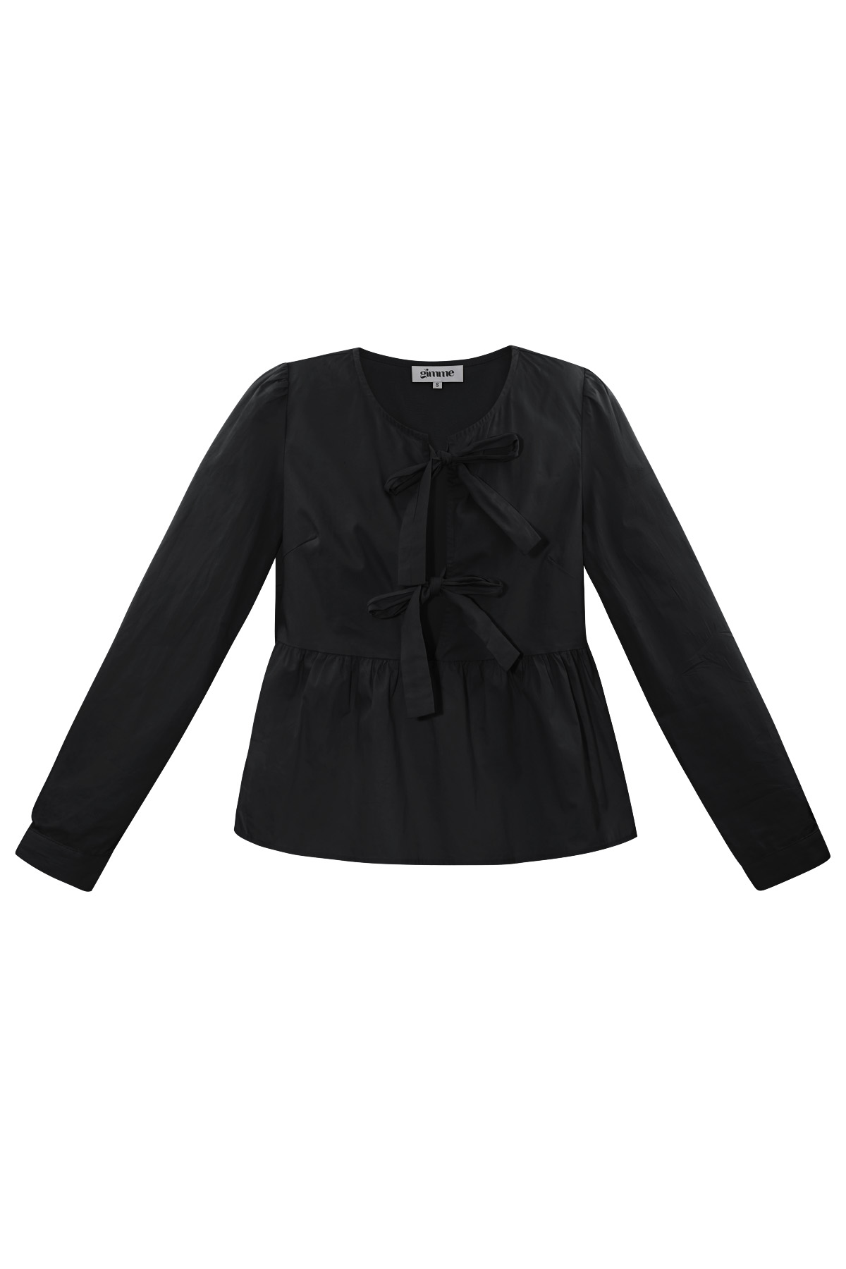 Longsleeve peplum top with bows - black h5 