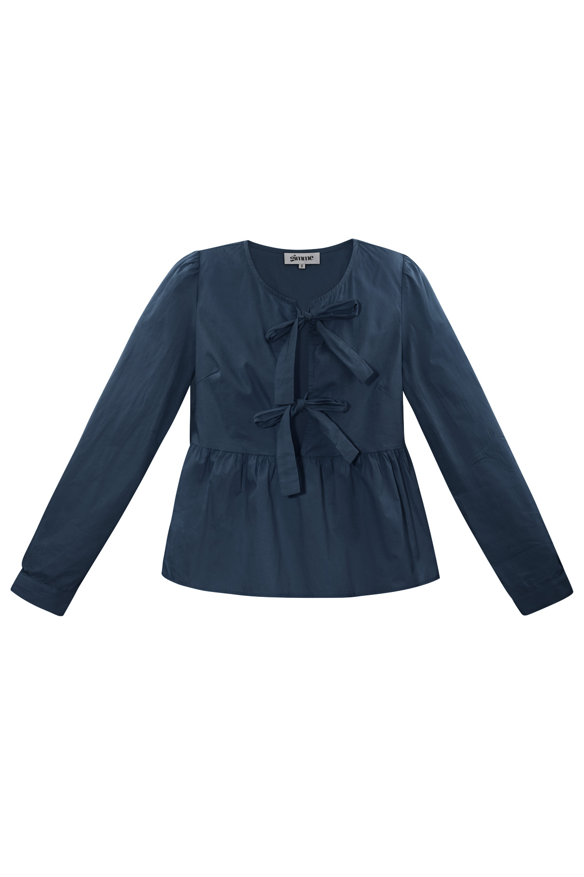 Longsleeve peplum top met strikjes - blauw h5 