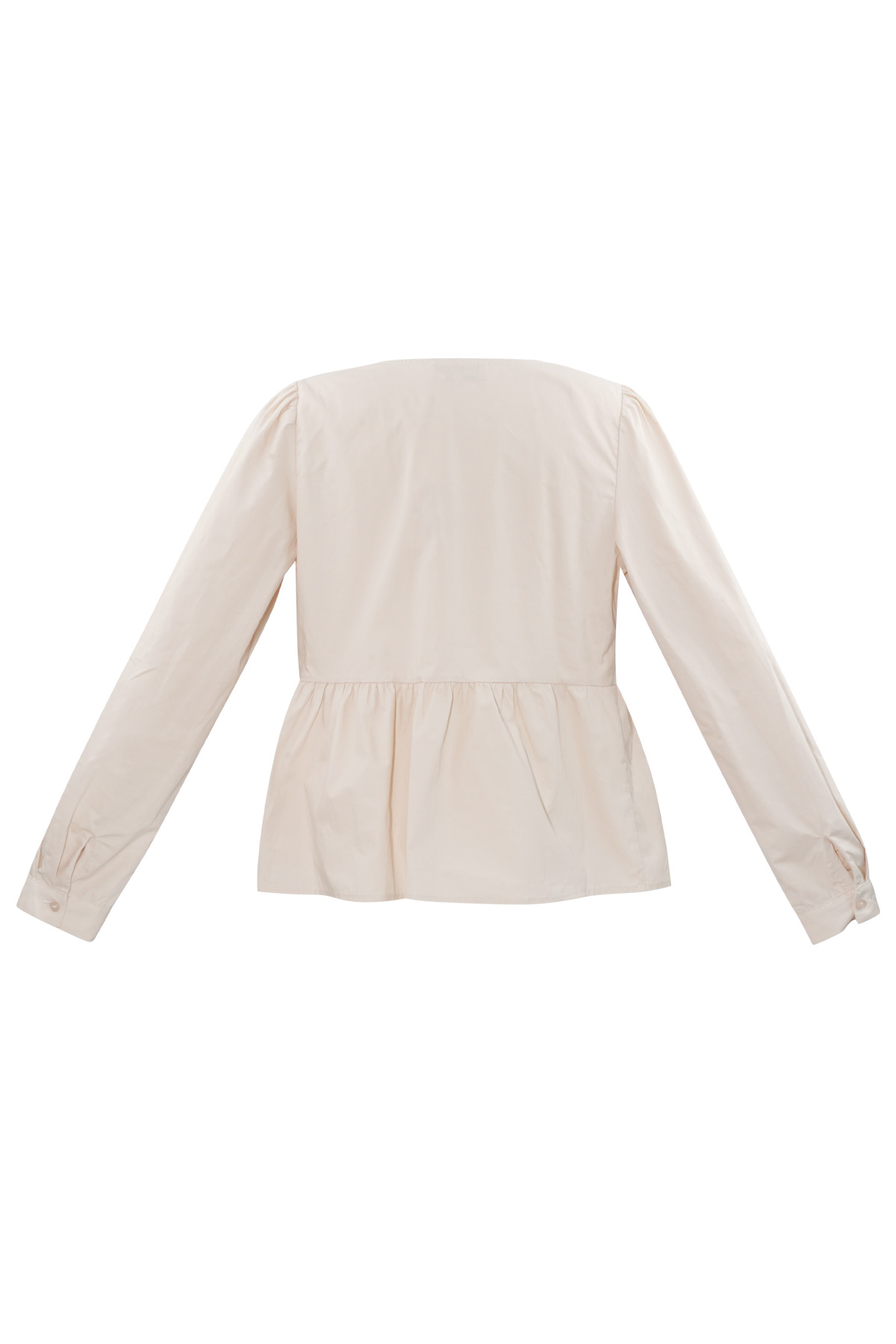 Longsleeve peplum top met strikjes - beige h5 Afbeelding7