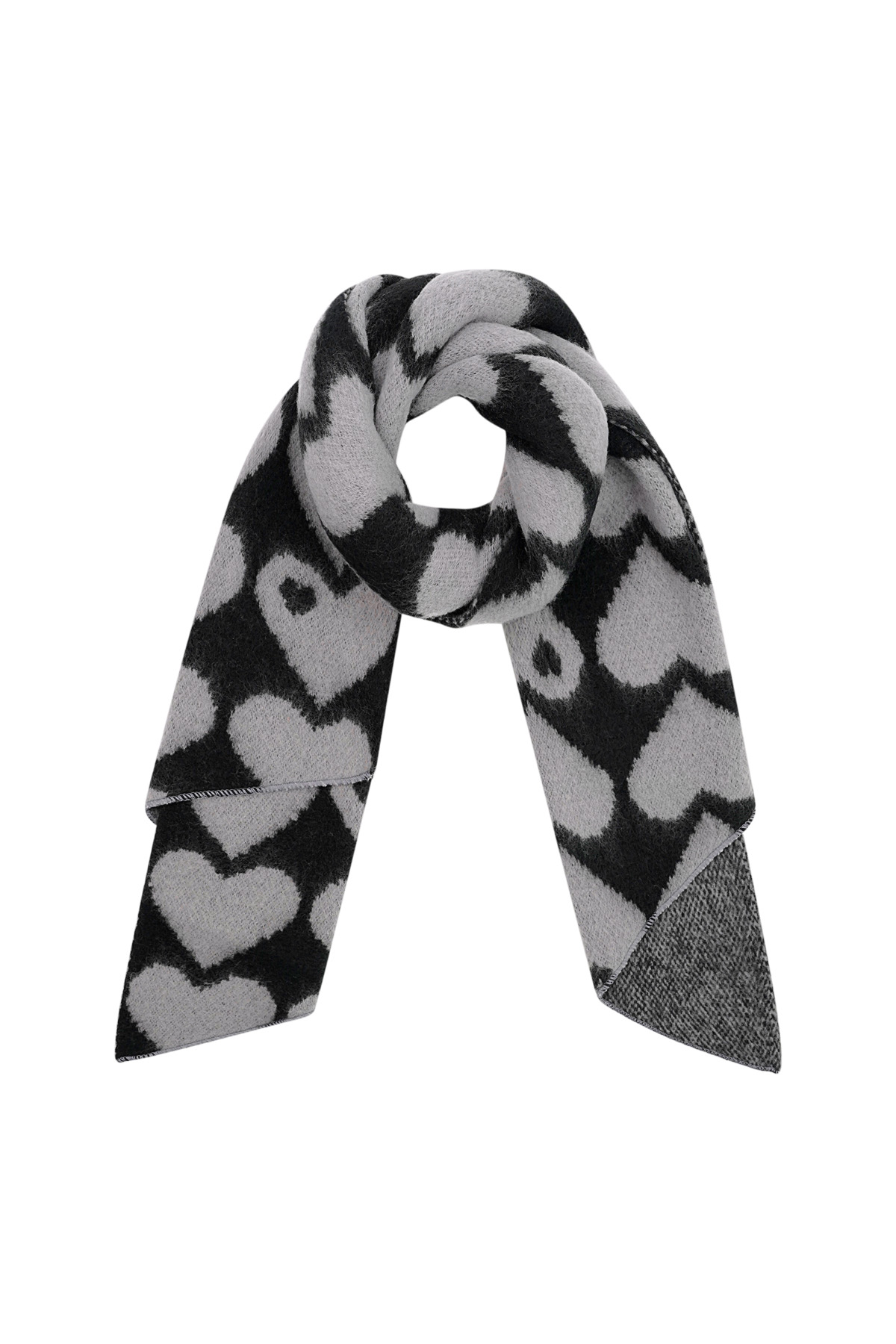 Bufanda de invierno con forma de corazón, color negro y gris h5 