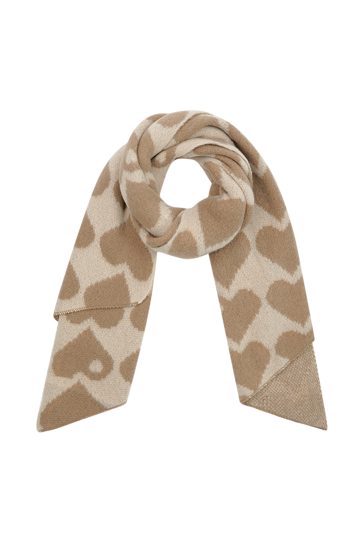 Bufanda de invierno con corazones en color camel h5 