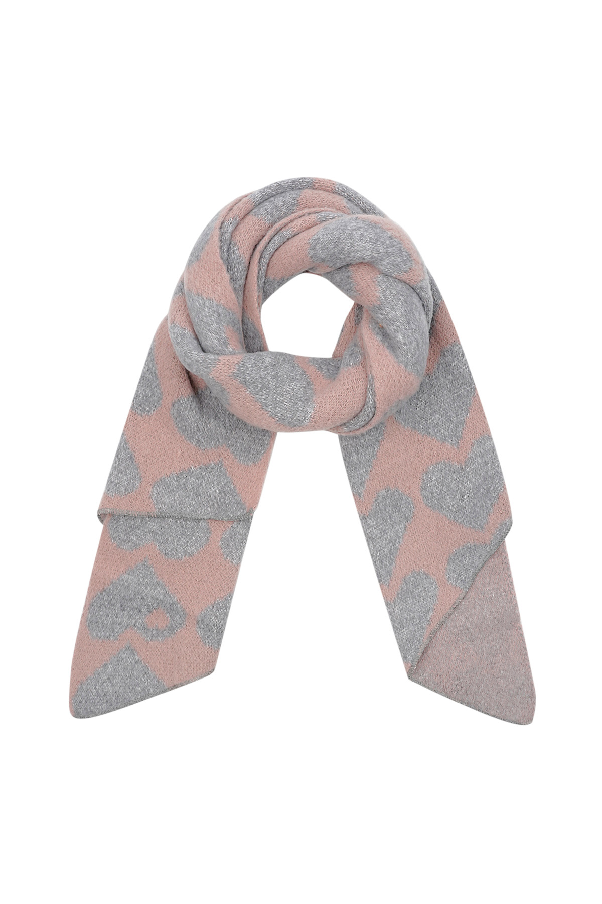 Heart winter scarf - pink 2